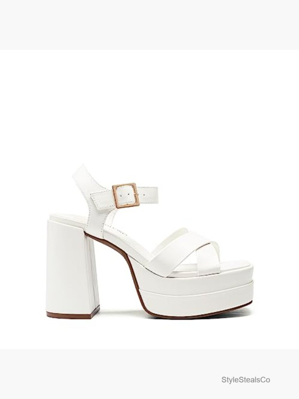 Platform Chunky Heels Square Open Toe Ankle Strap High Heeled Sandals Y2K Party - Picture 3 of 7